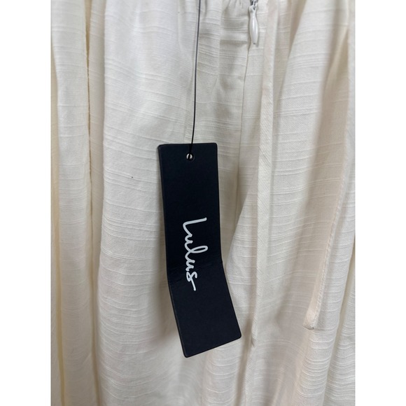 Lulus Mini Dress Womens M White Cotton Linen Puff Sleeve Lace Up Back MD2965LU - Picture 5 of 9